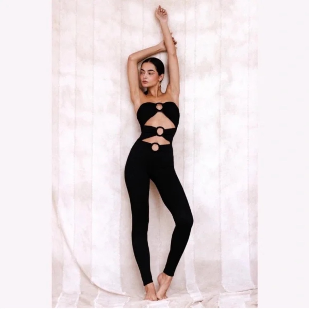 Alexandra Miro Anya Black Cutout Jumpsuit Size S